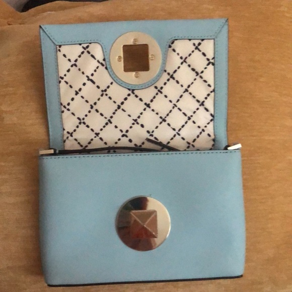Vintage Kate Spade cross body purse. Light blue with silver hardware. - Picture 3 of 5